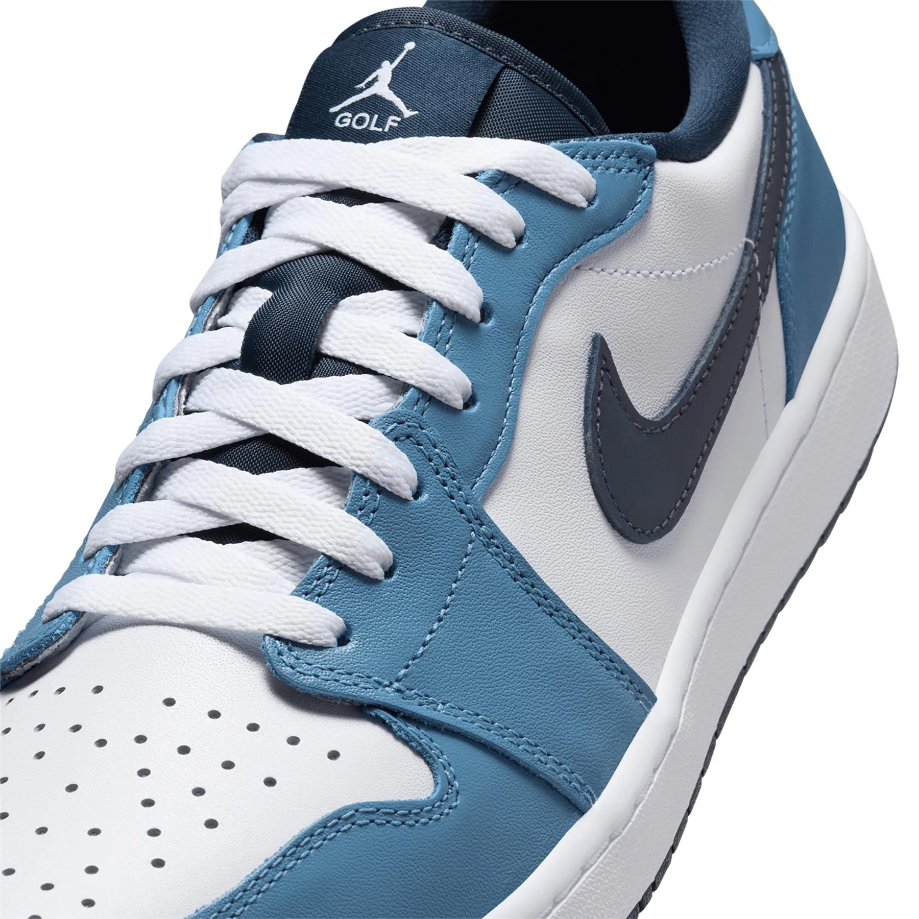 Air Jordan 1 Low Golf Shoes White/Armory Navy/Aegean Storm - Image 6